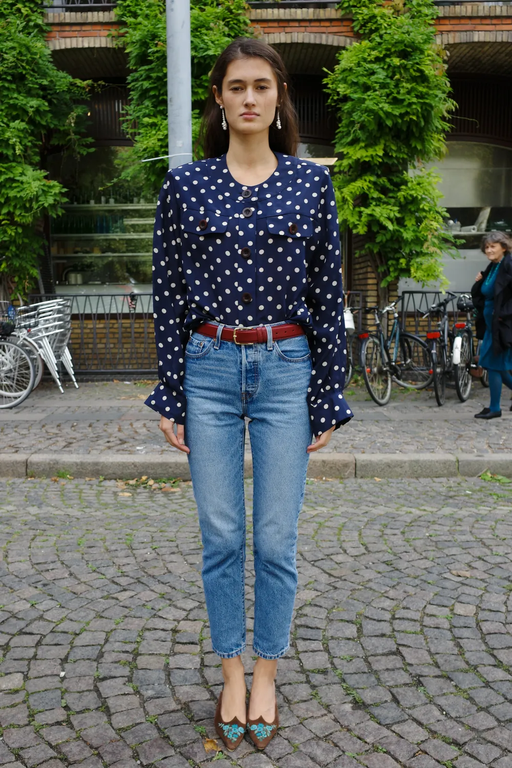 Caro Editions Maja skjorte Navy Dots silke