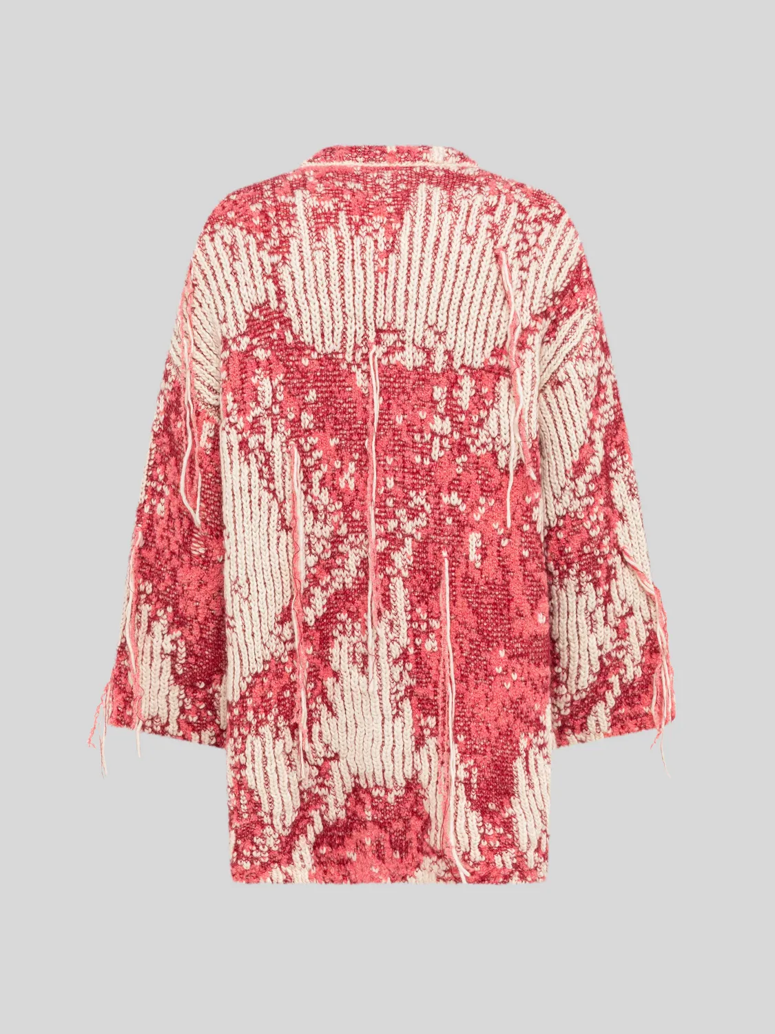 Laneus cardigan oversize rød – blomstret jacquard