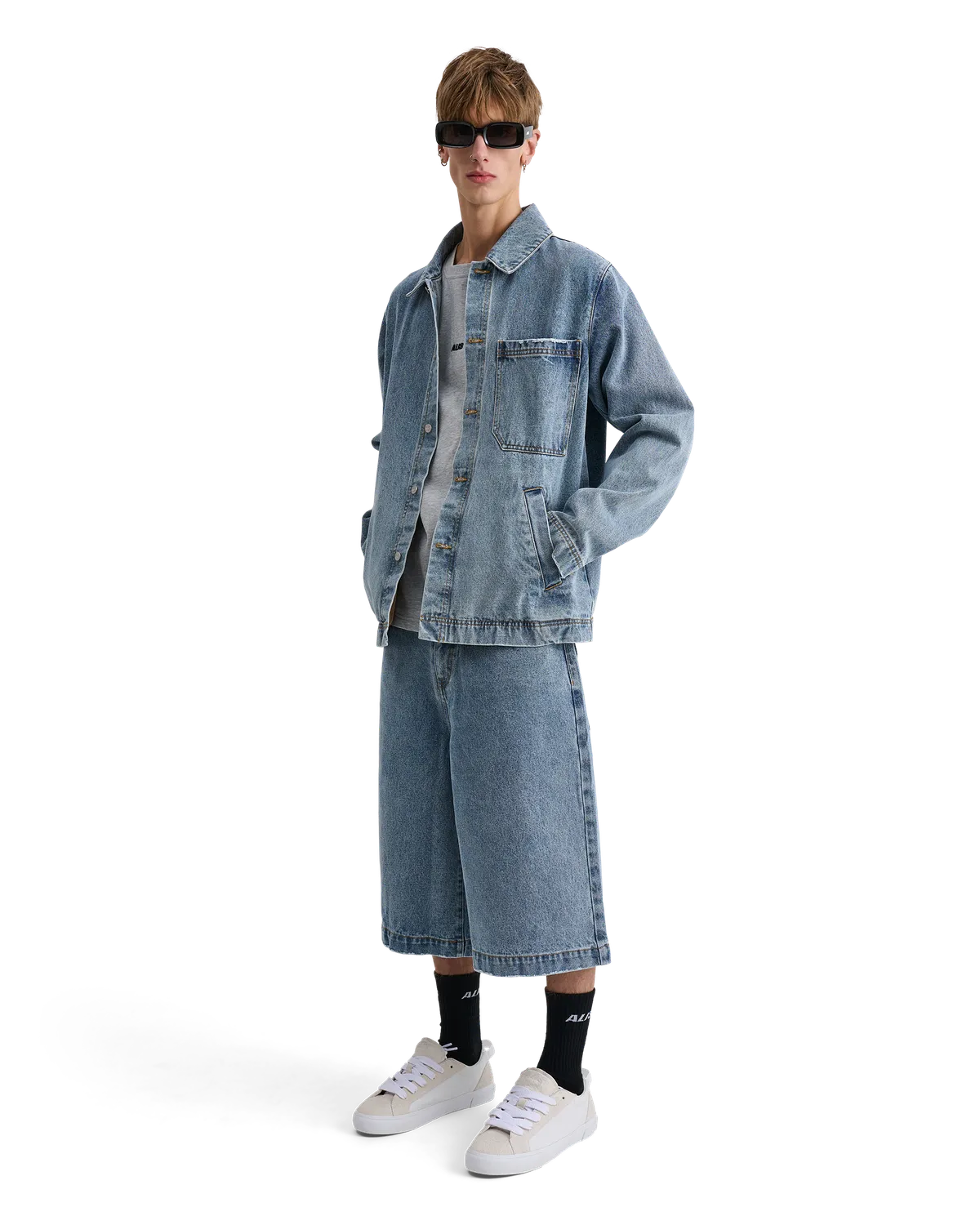 Alis Chaz Wide Fit denimshorts lyseblå bomuld
