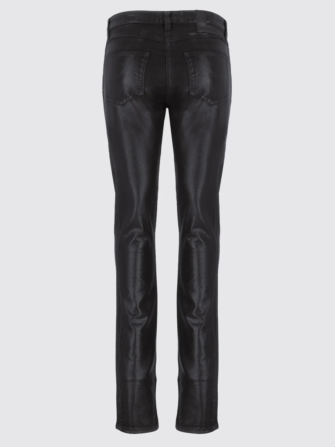 Laneus Coated jeans læderlook sort slim
