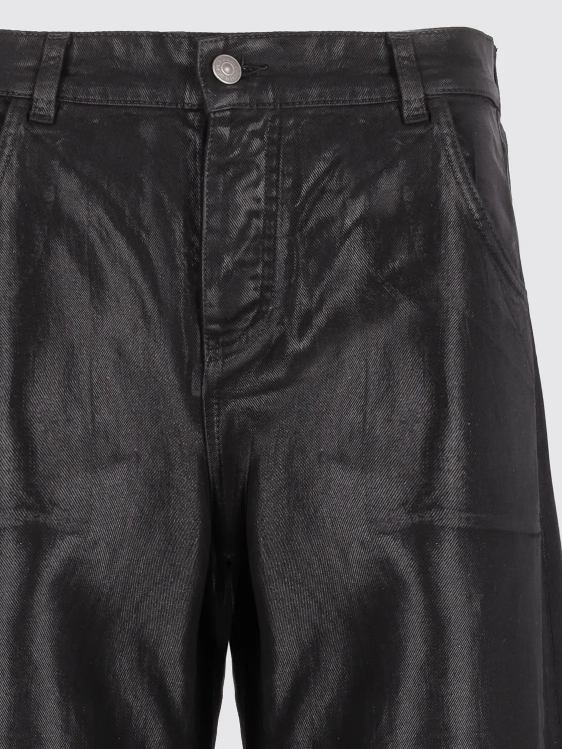 Laneus Baggy Coated jeans sort coated denim dame