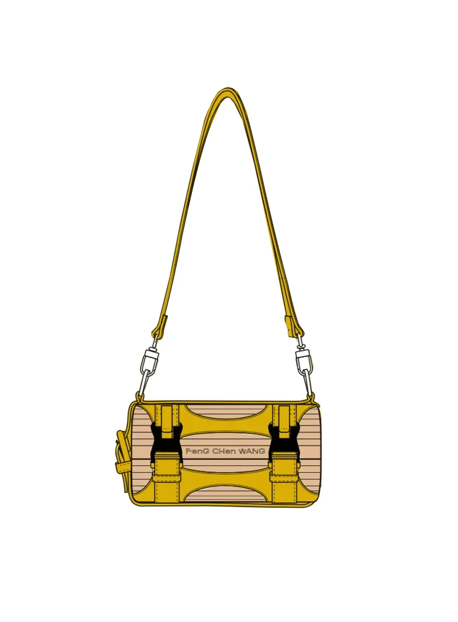 Feng Chen Wang Large Yellow Strap Bamboo skuldertaske natur