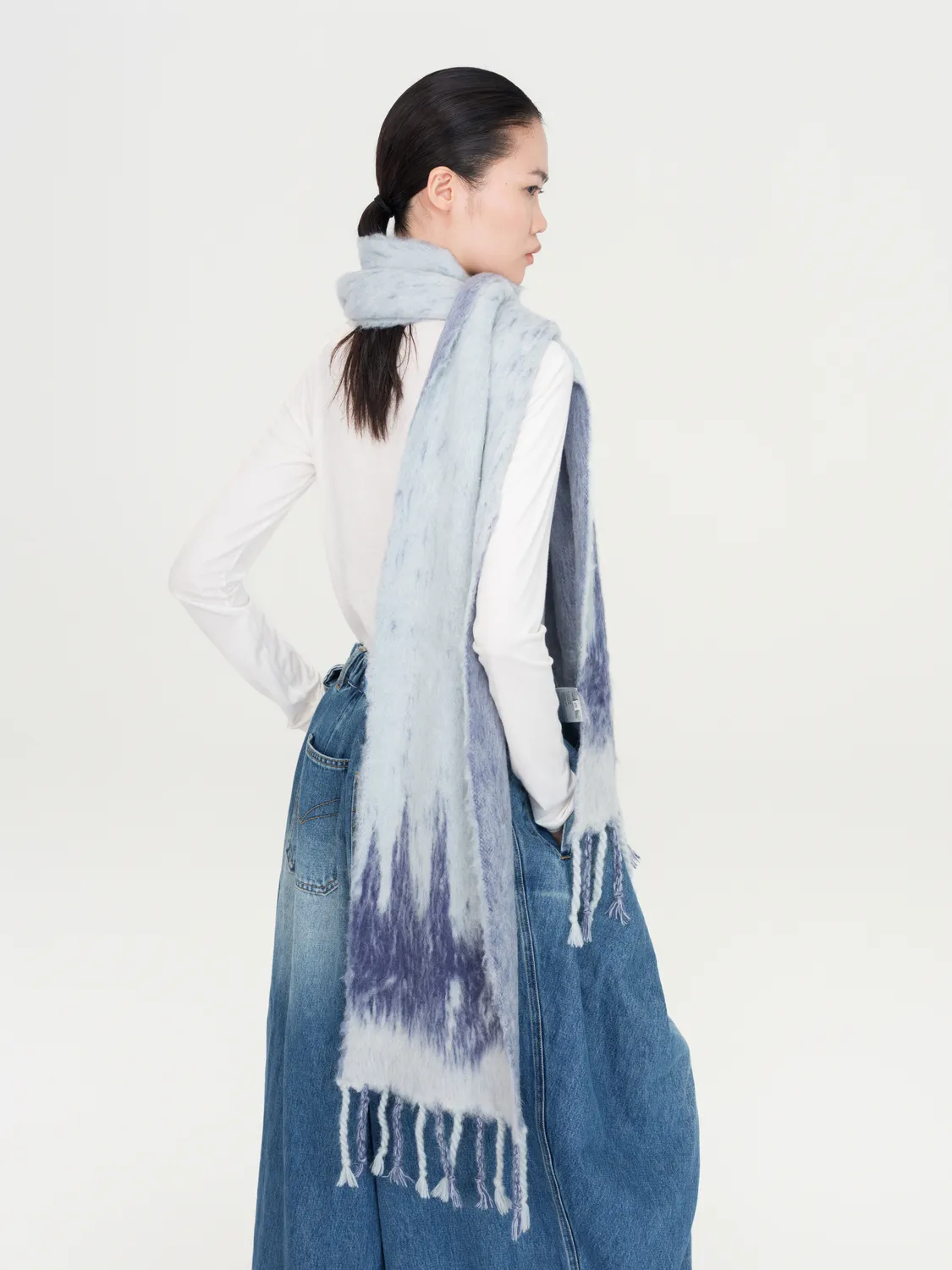 Feng Chen Wang Gradient Jacquard tørklæde blå OS