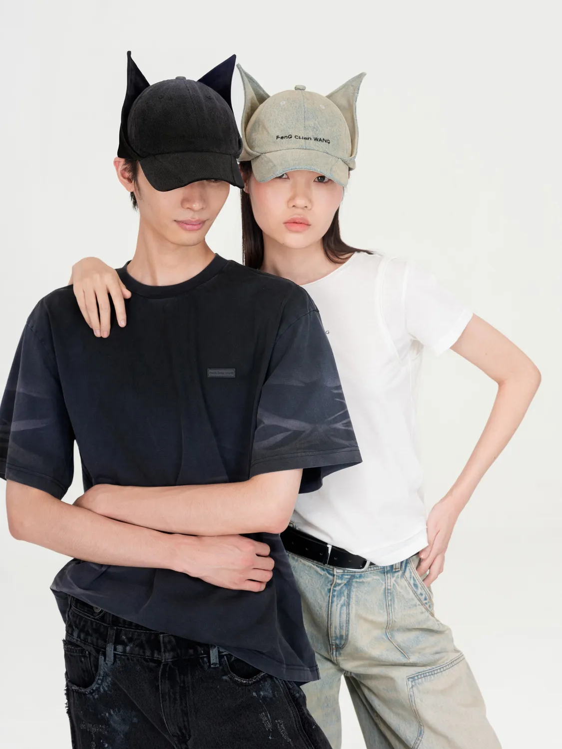 Feng Chen Wang Cat-Ear kasket sort denim