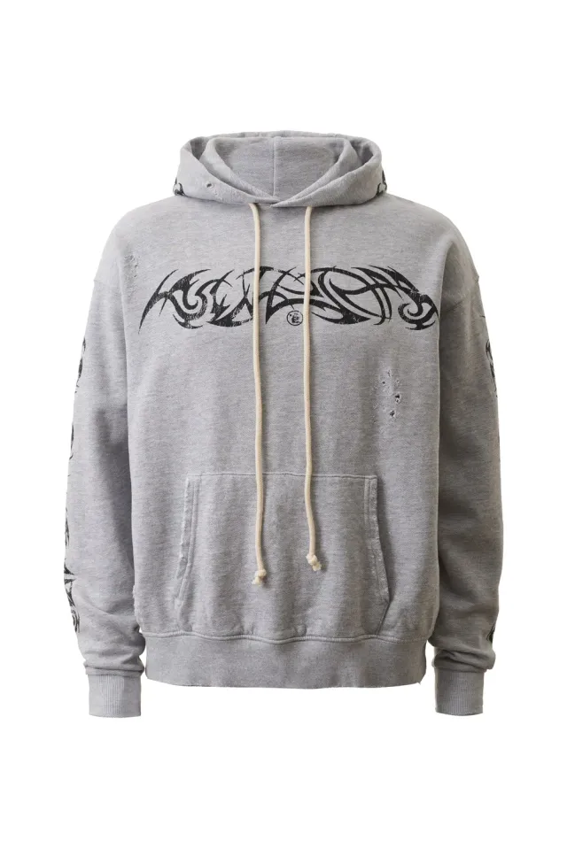 Hellstar Studios Tribal Flame hoodie grå fleece
