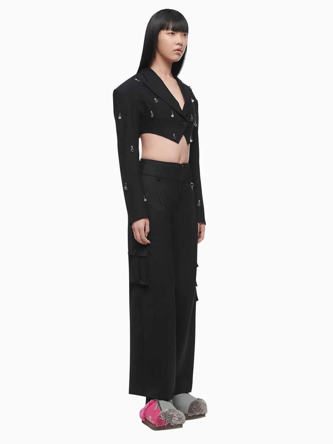 Feng Chen Wang embellished jakke sort cropped