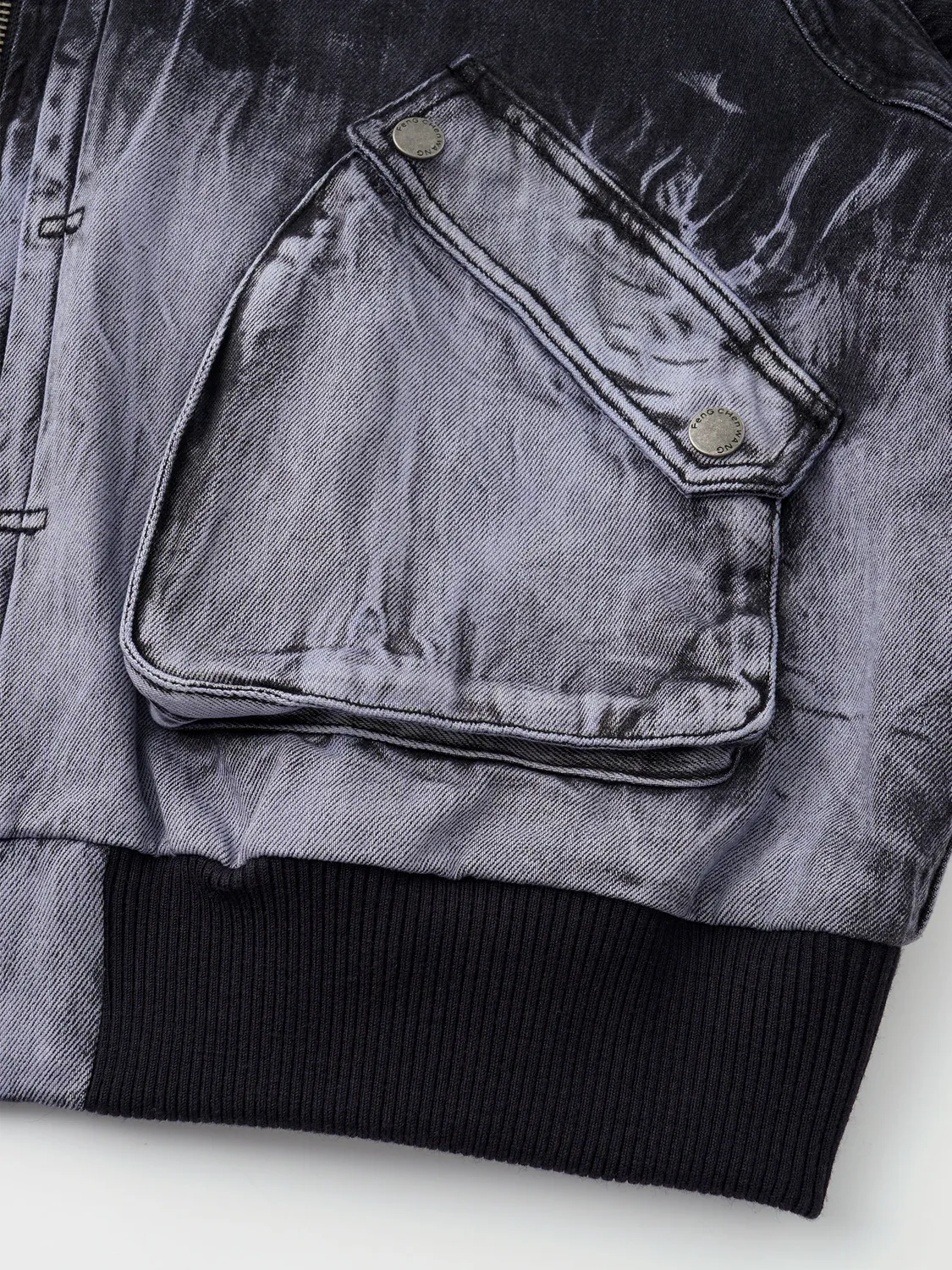 Feng Chen Wang Black Purple Gradient Denim Zip-Up jakke hoodie