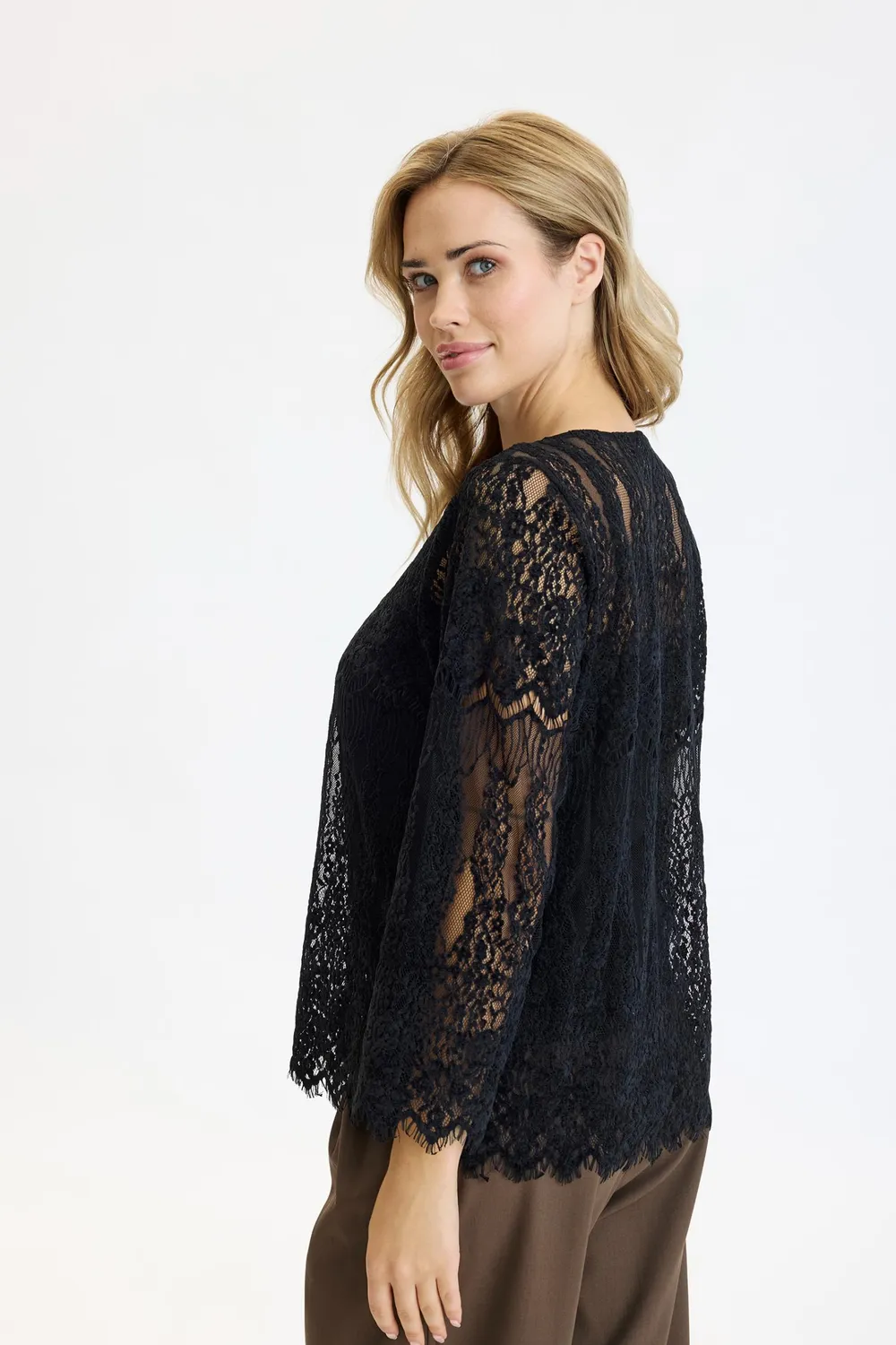 IN FRONT Aurora bluse velour 3/4 ærmer mønstret