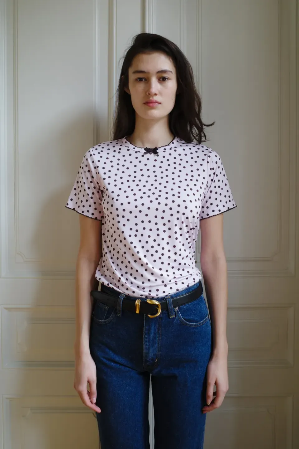 Caro Editions T-Shirt Jersey Pink Dots t-shirt elastan