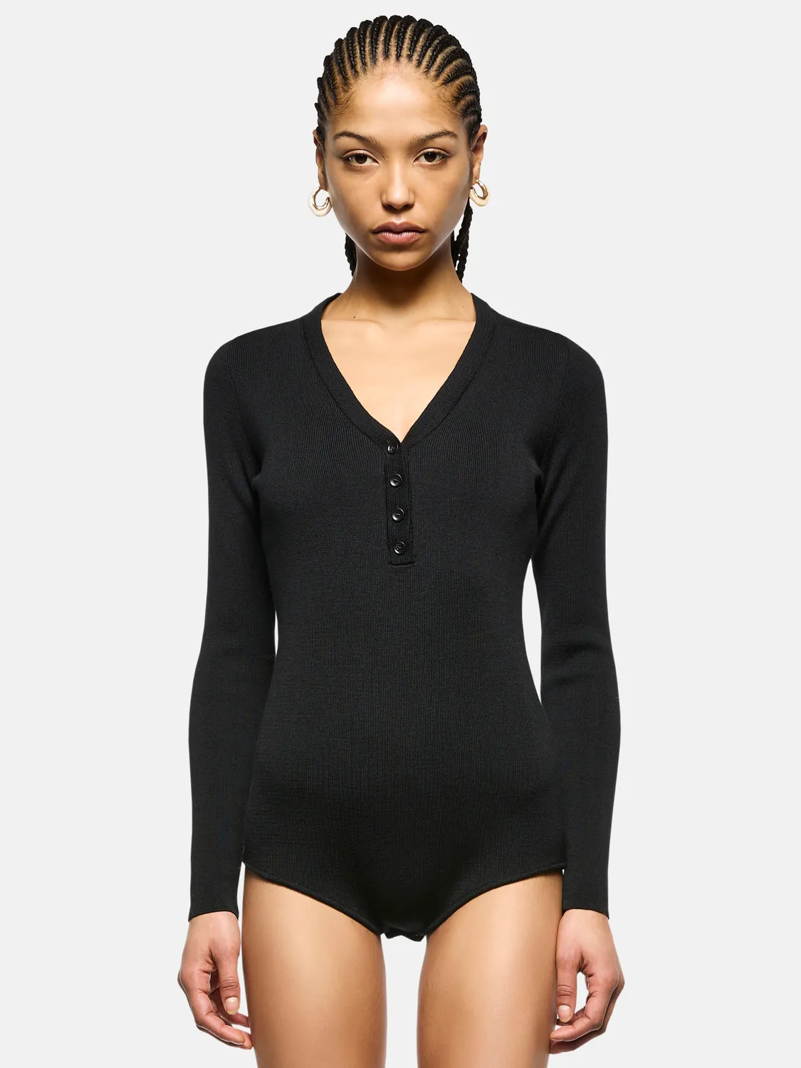 Laneus bodysuit sort merinould rib