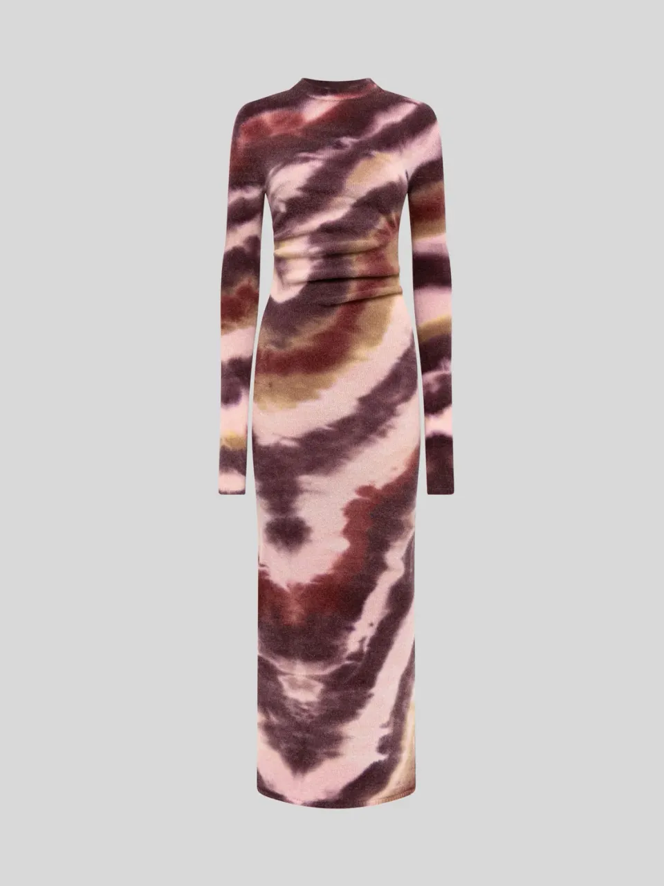 Laneus lang strikkjole uld cashmere multifarvet