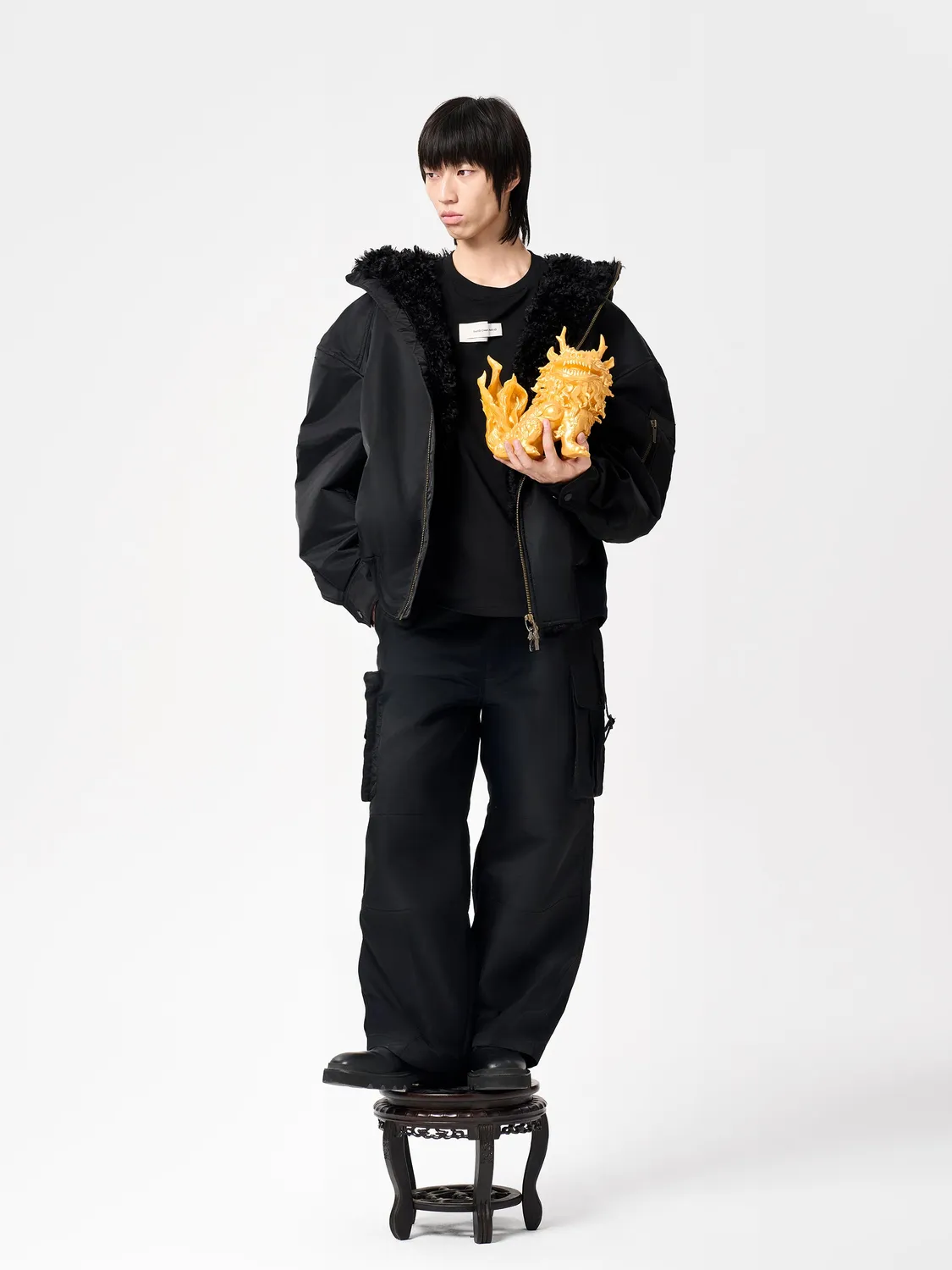 Feng Chen Wang Multi-Pocket nylon cargobukser sort