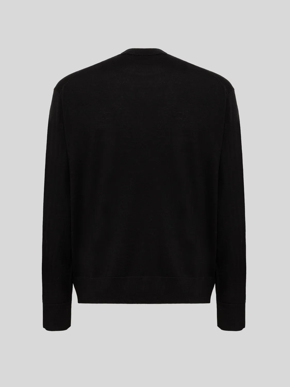 Laneus Merino Wool Crew Neck striktrøje sort merinould