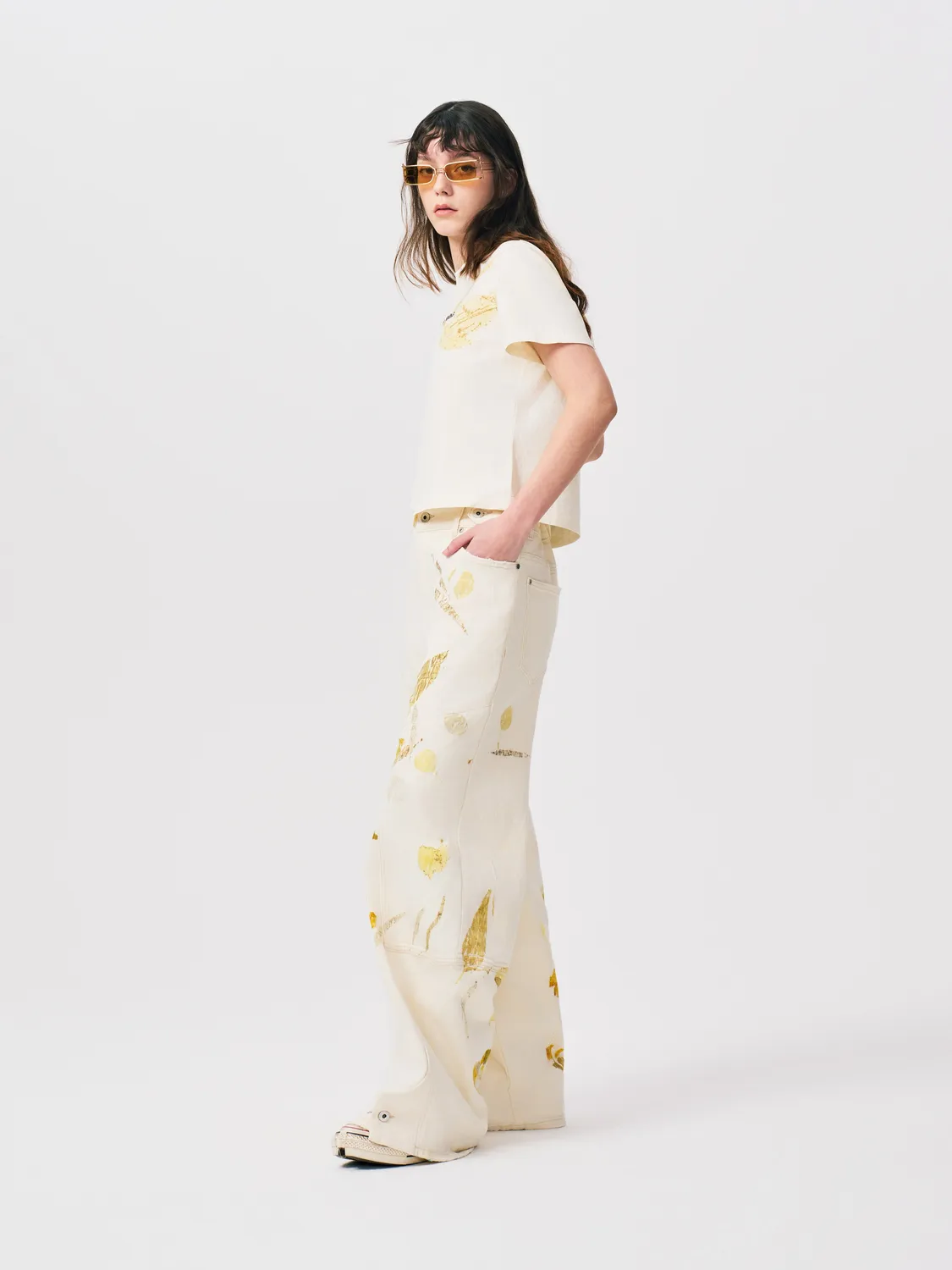 Feng Chen Wang Natural Dyed Logo T-shirt cropped