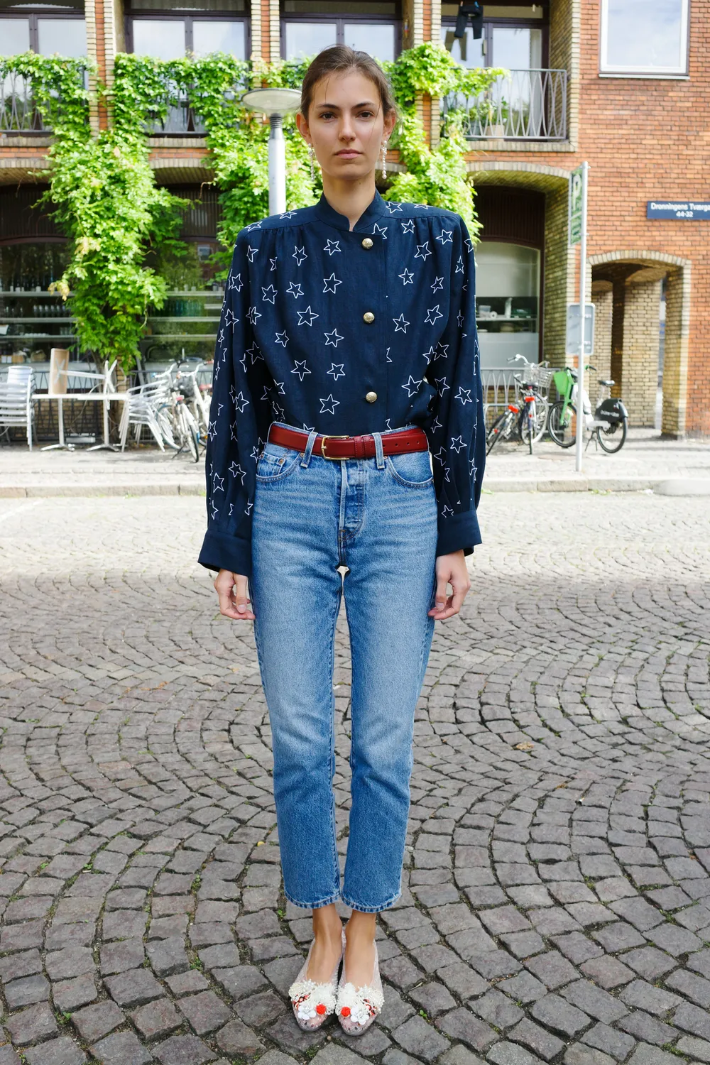 Caro Editions Susan skjortejakke navy stjerne broderi