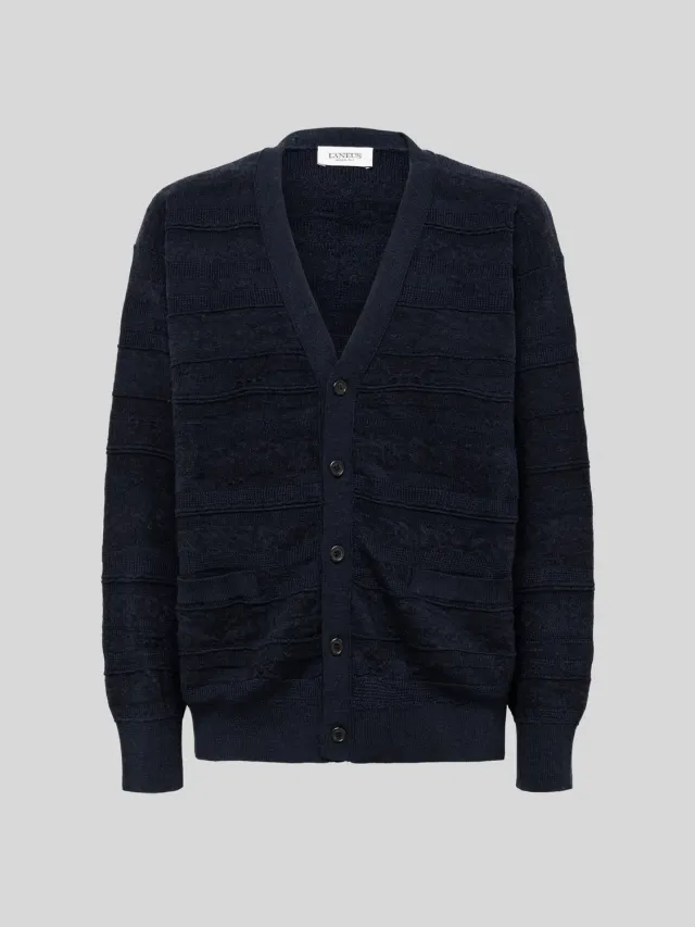 Laneus Lightweight Jacquard cardigan navy uld