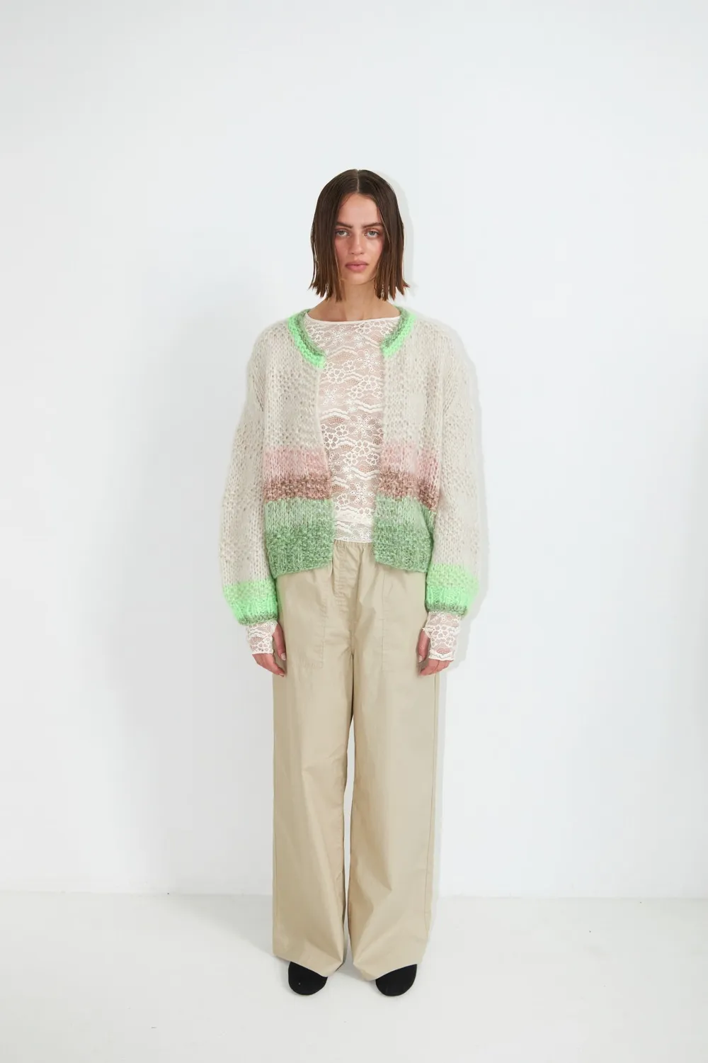 DAWNXDARE GABI SHADE 416 Lime strikcardigan Lime