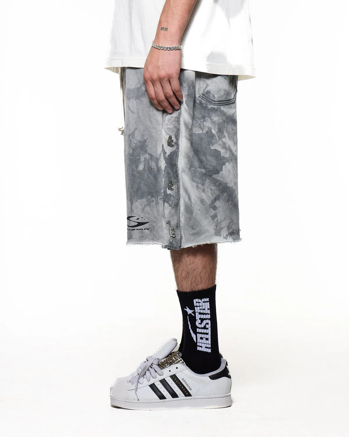 Hellstar Marble Mirror Face sweatshorts grå snap