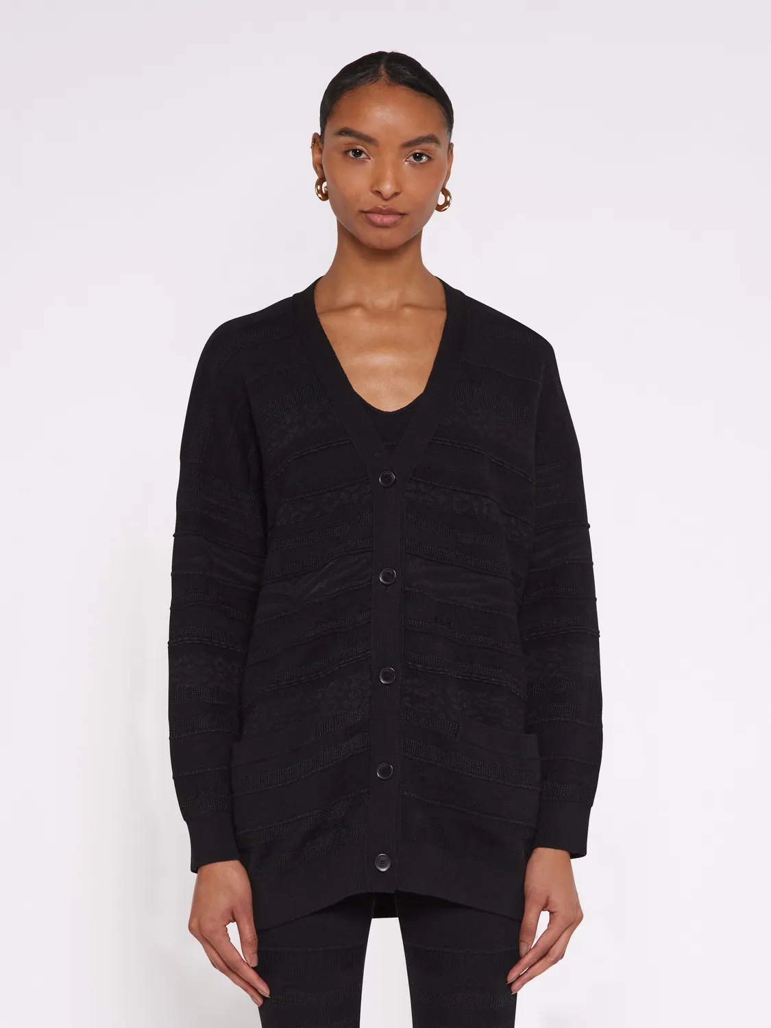 Laneus Lightweight Jacquard cardigan sort uld