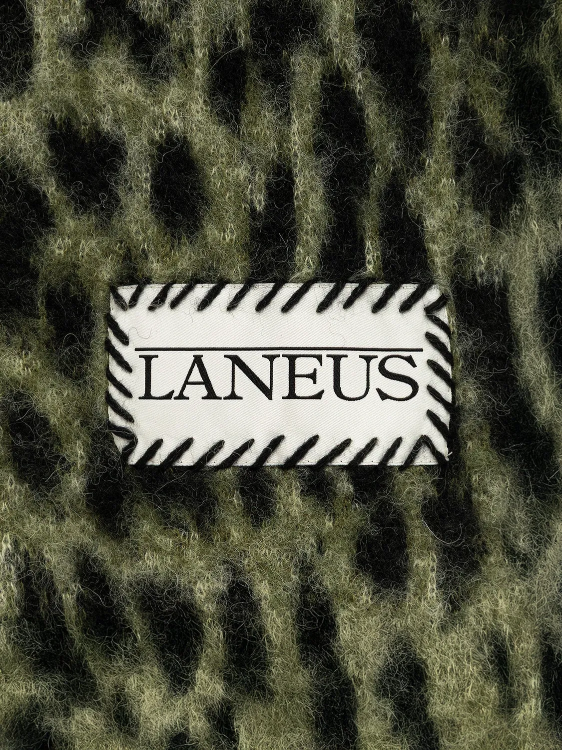 Laneus Brushed Spotted strikket tørklæde grøn alpaka
