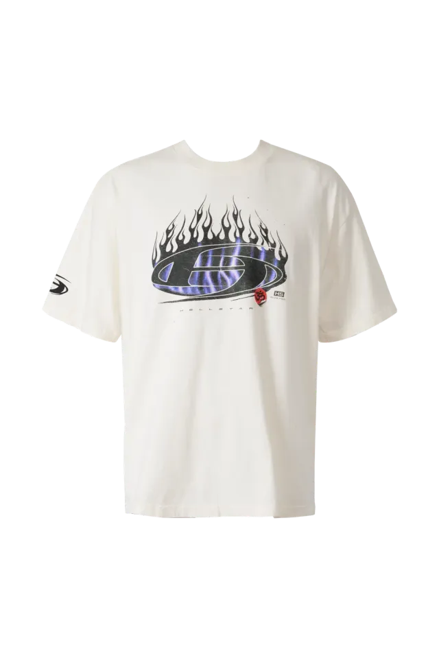 Hellstar Blue Flame T-shirt hvid bomuld oval print