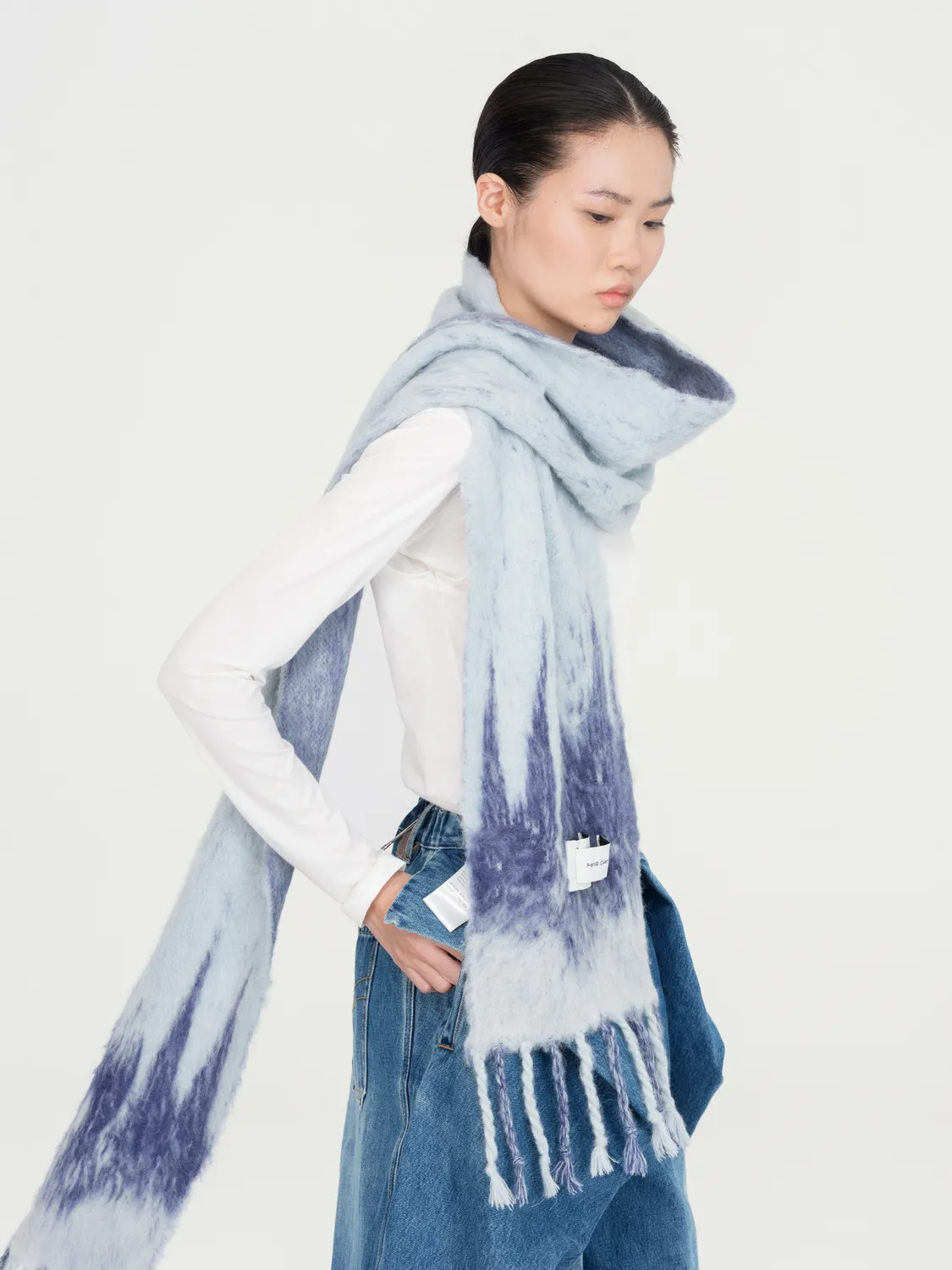 Feng Chen Wang Gradient Jacquard tørklæde blå OS