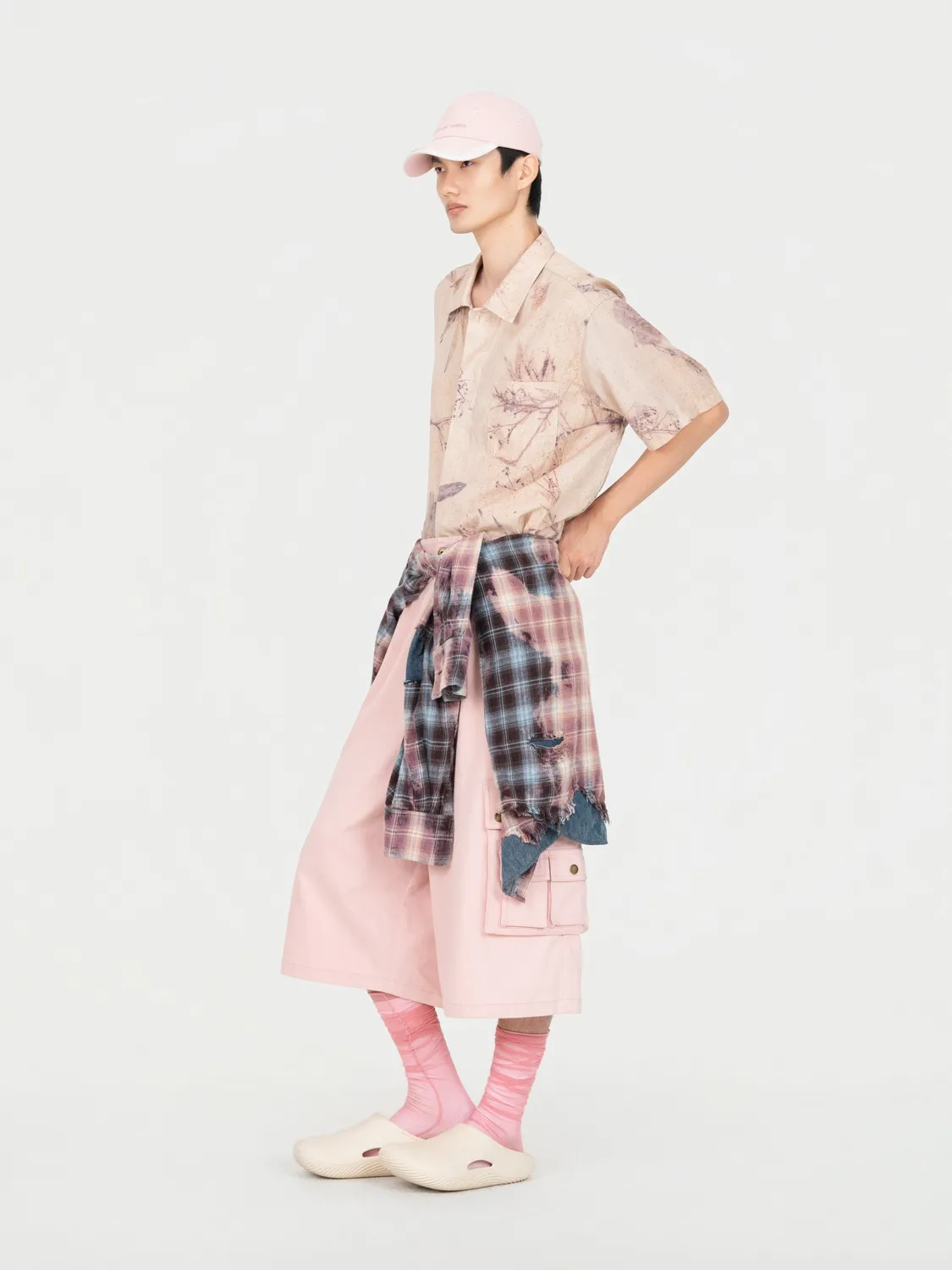 Feng Chen Wang Oversized denim cargo bukser lyserød