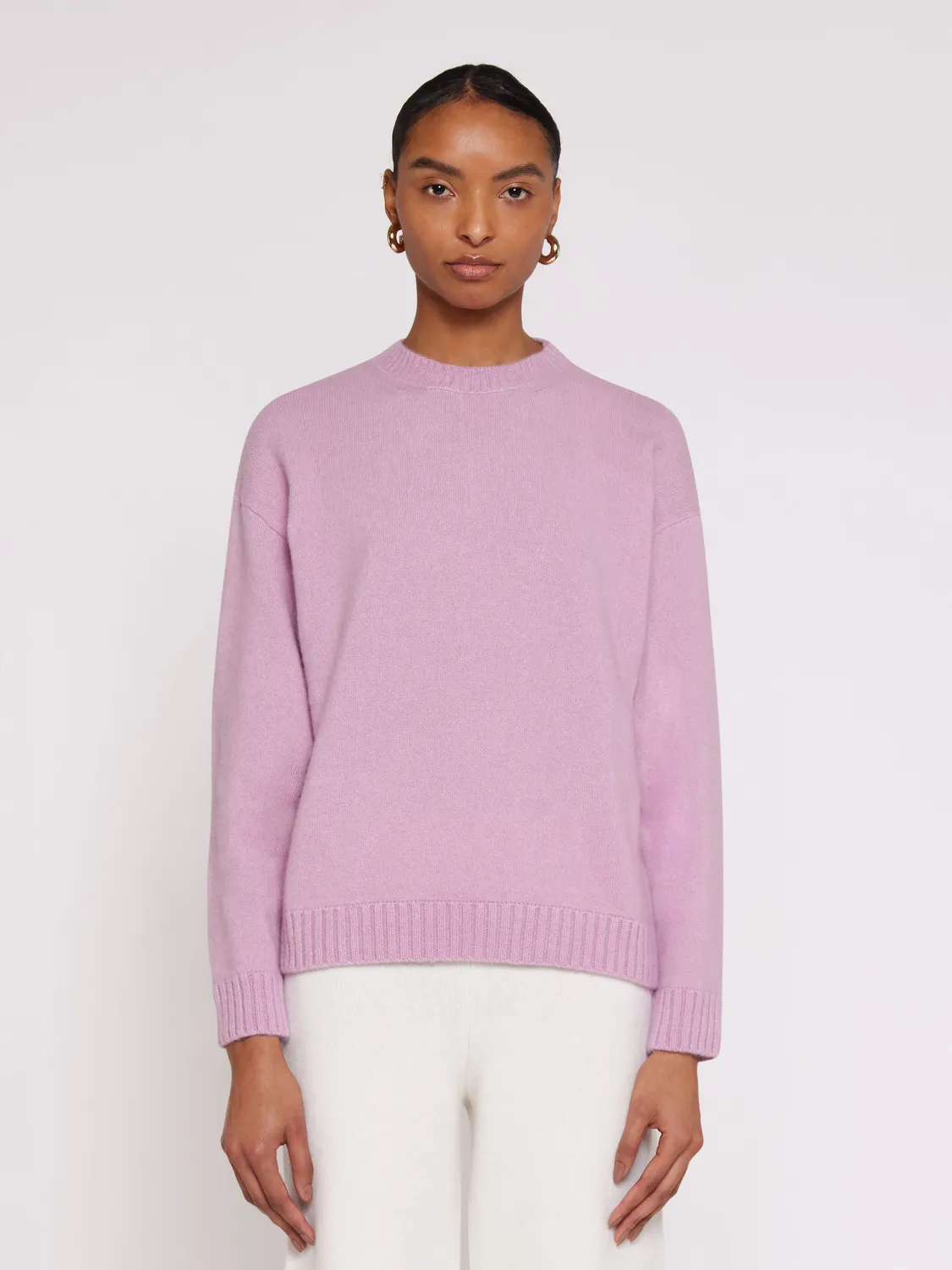 Laneus Cashmere and Silk Crewneck strik rosa dame