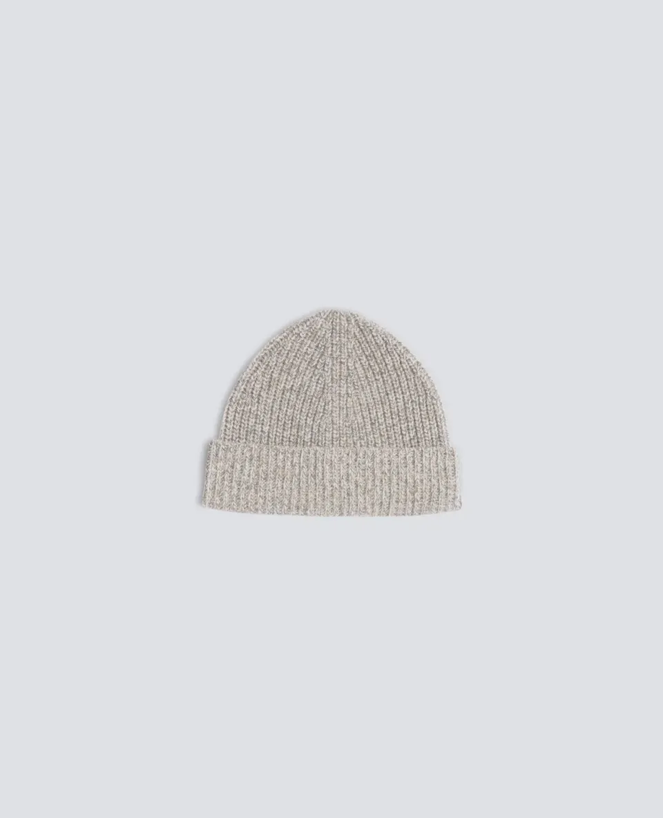 Aspesi Beanie Duegrå uld ribstrik