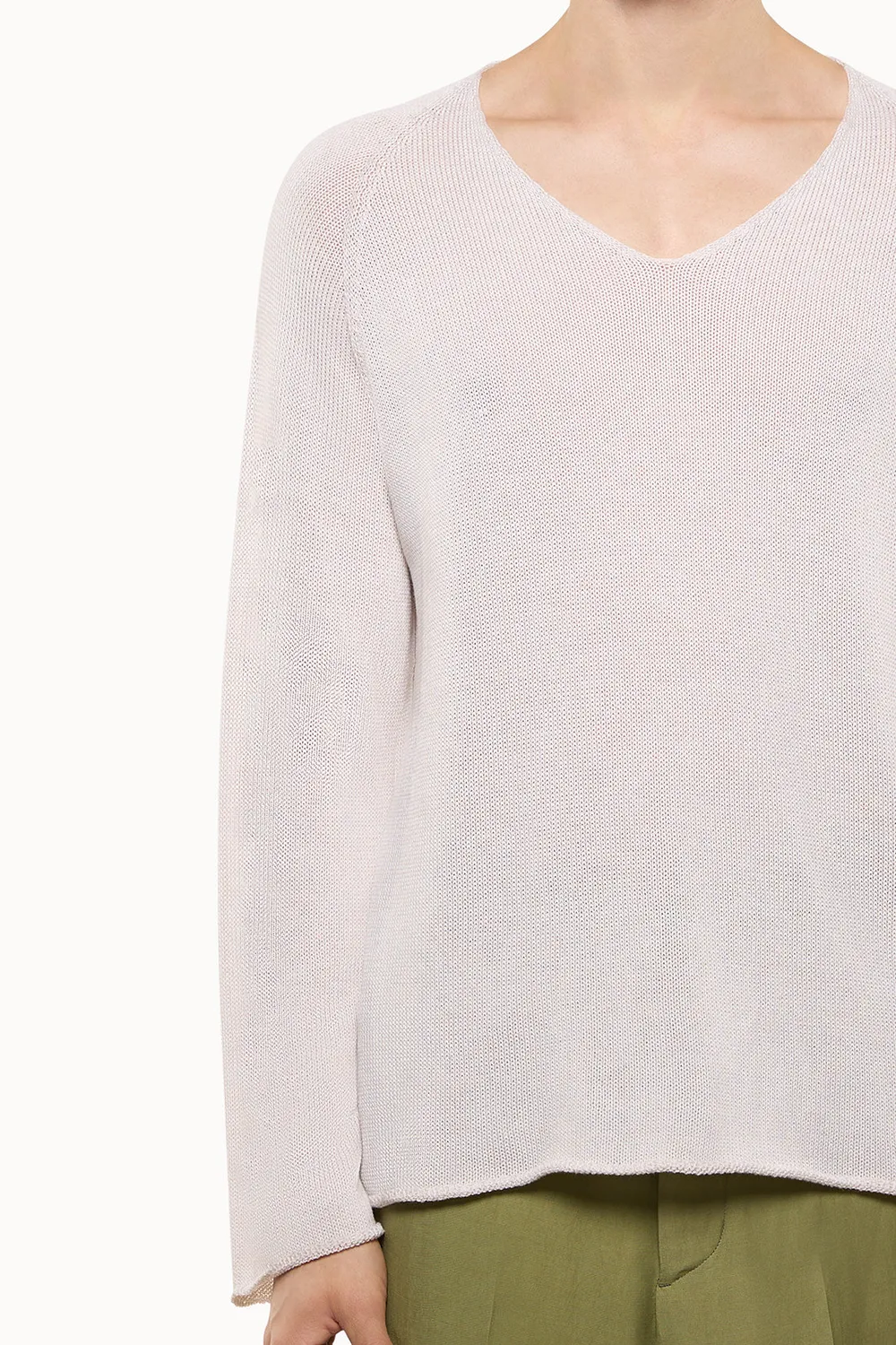 Laneus V-hals sweater BEIGE bomuld