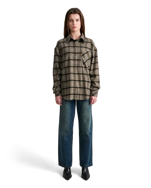 Alis Syril skjorte Sand Blue Tartan løs
