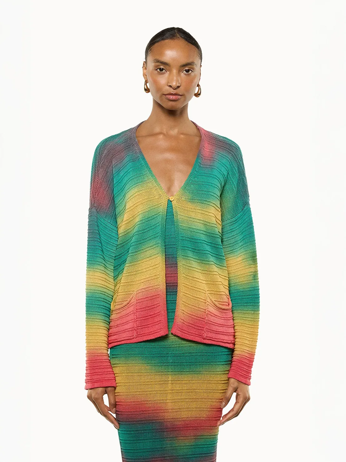 Laneus Rainbow Knit Cardigan cardigan multicolour bomuld