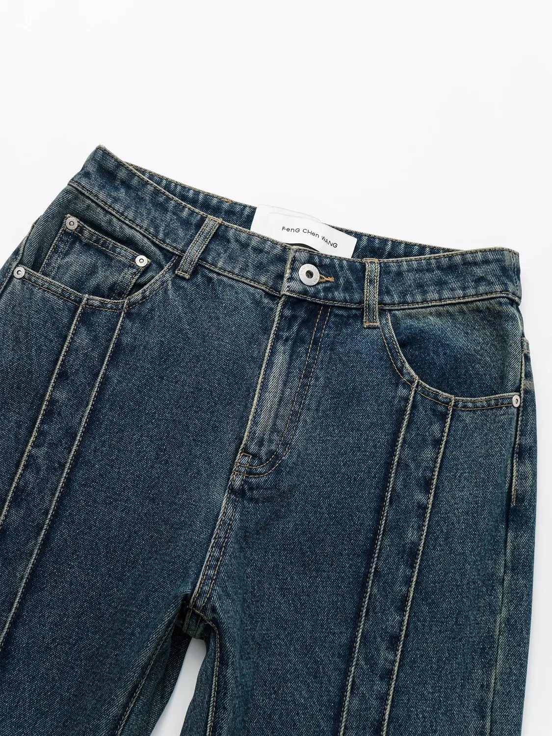 Feng Chen Wang Wave Straight Leg Jeans jeans blå slids