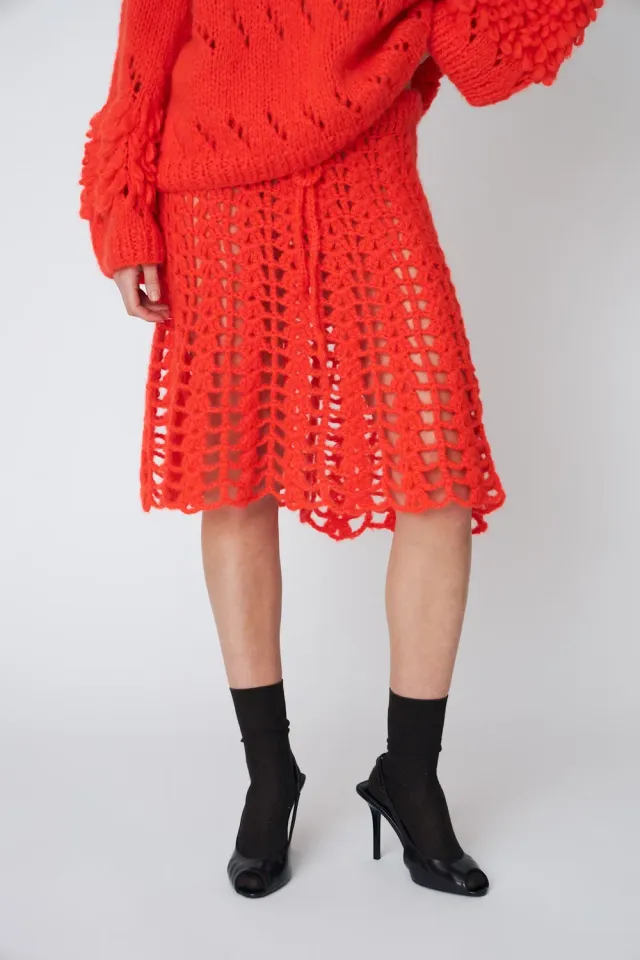 Dawn x Dare Emma Crochet nederdel chili mohair
