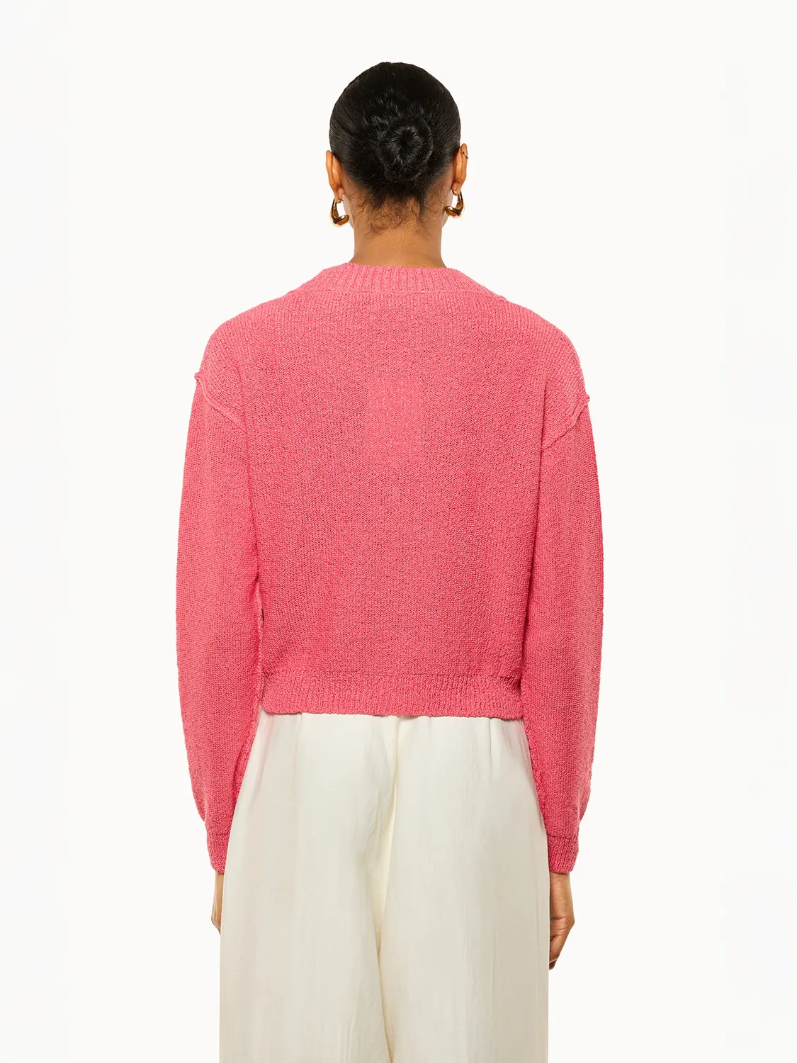 Laneus Knit Cardigan strikcardigan pink cashmere-silke