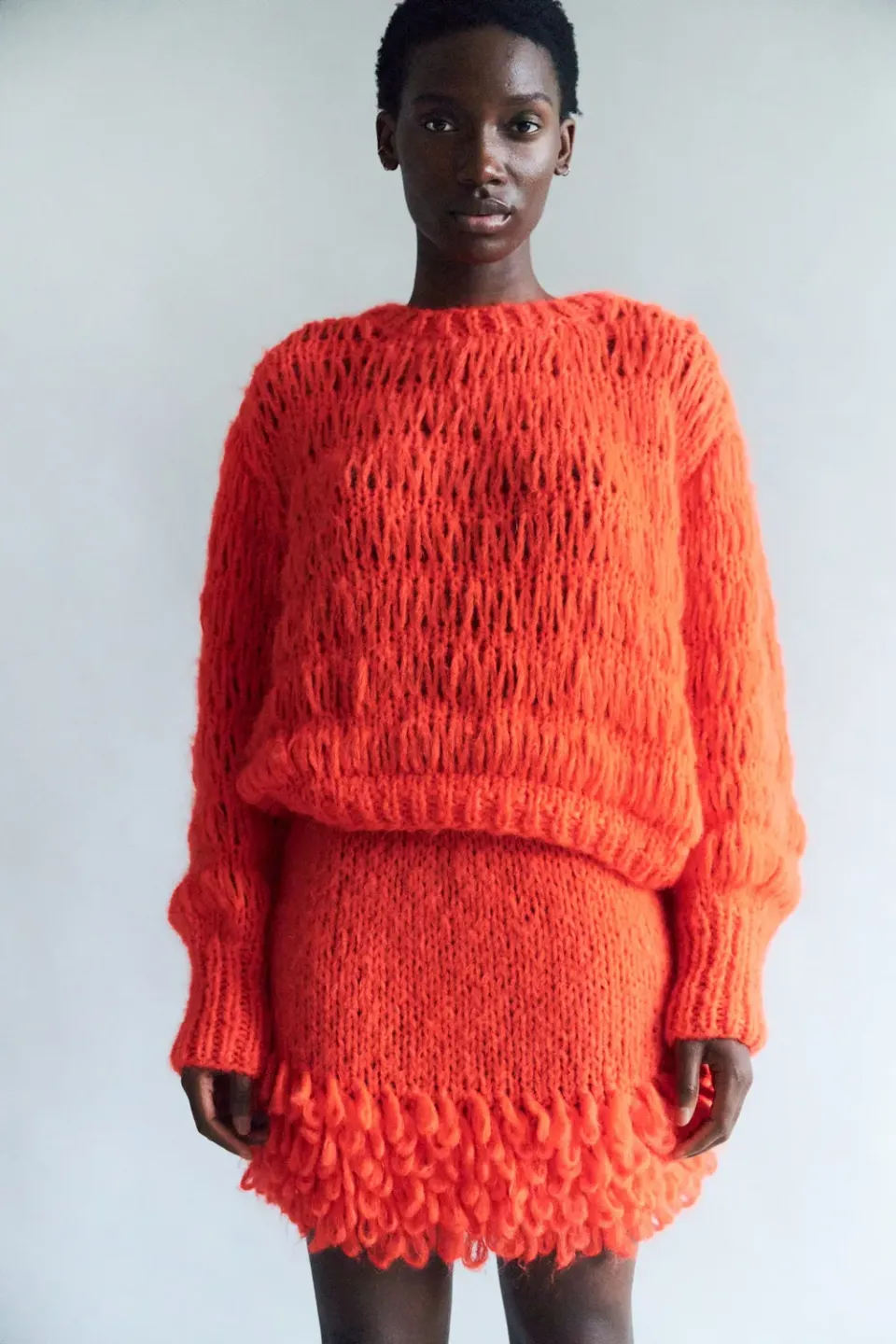 DAWNXDARE FLO 335 RED strik nederdel mohair