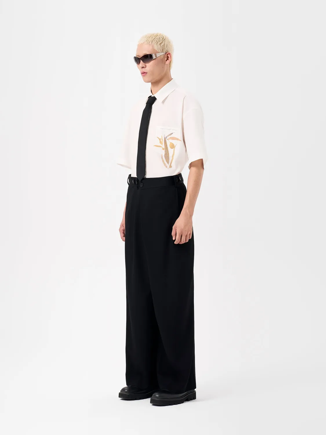 Feng Chen Wang Wool Wide-Leg bukser uld diagonal