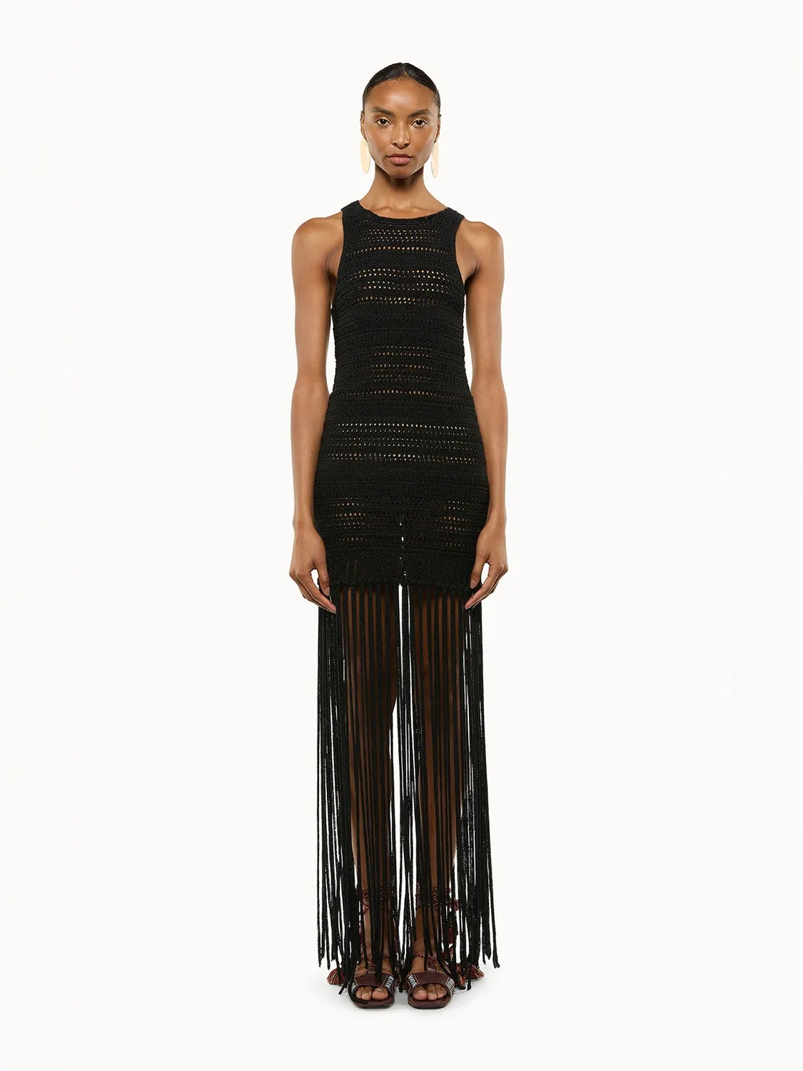 Laneus Fringed Dress kjole sort viskose frynser