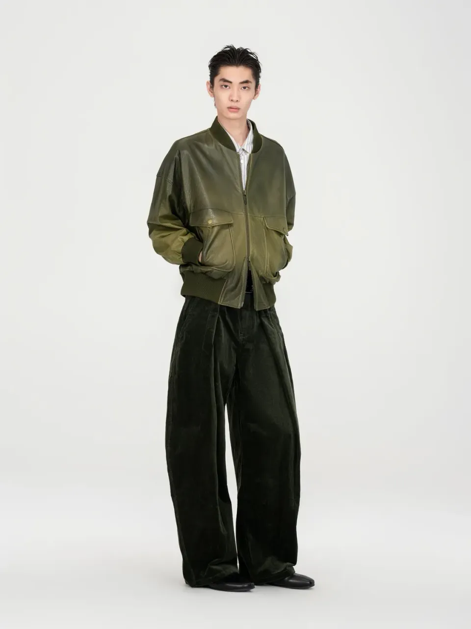 Feng Chen Wang Gradient Bomber læderjakke spray
