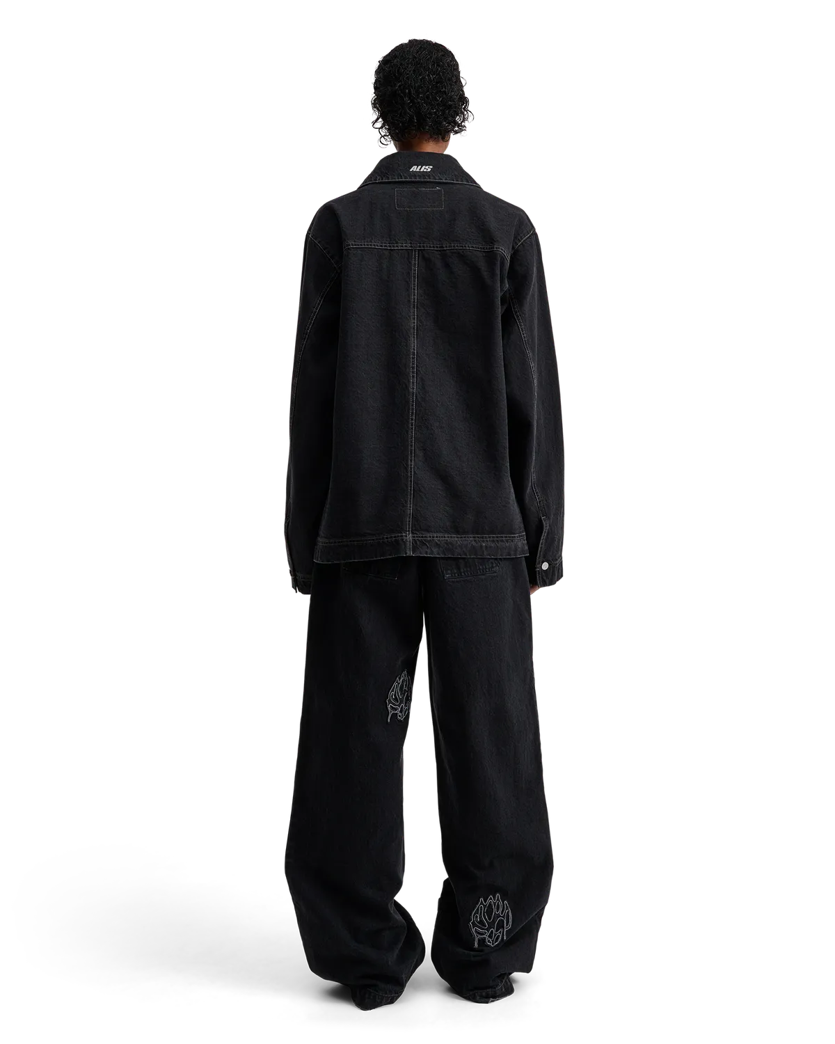 Alis Viren worker jakke washed black bomuld