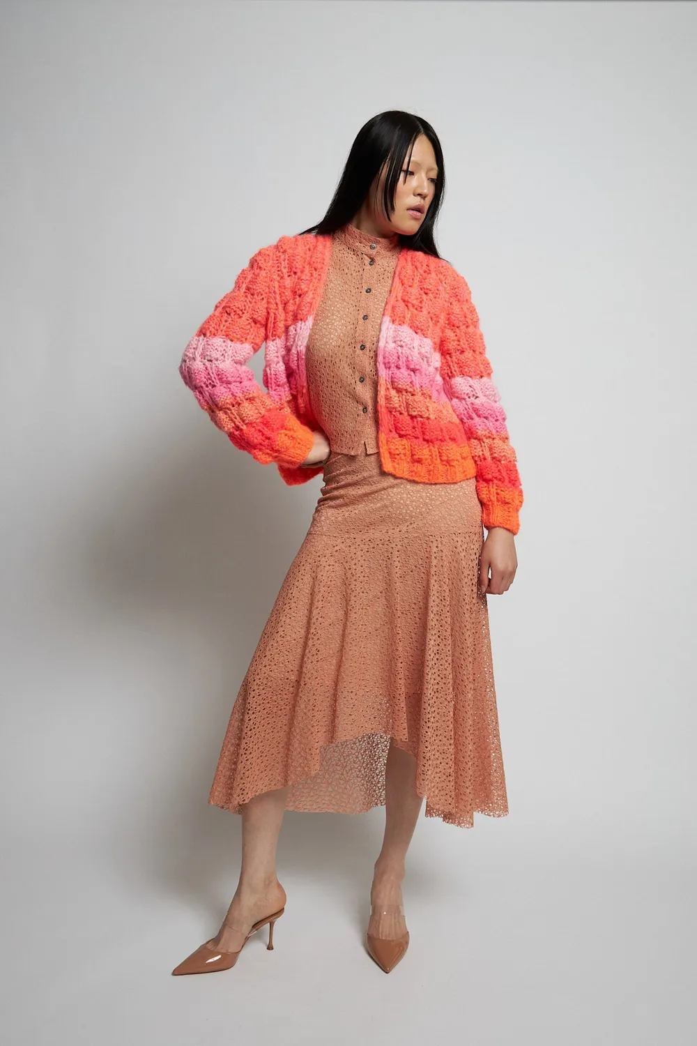 Dawnxdare Arena Rainbow 934 Chili cardigan mohair