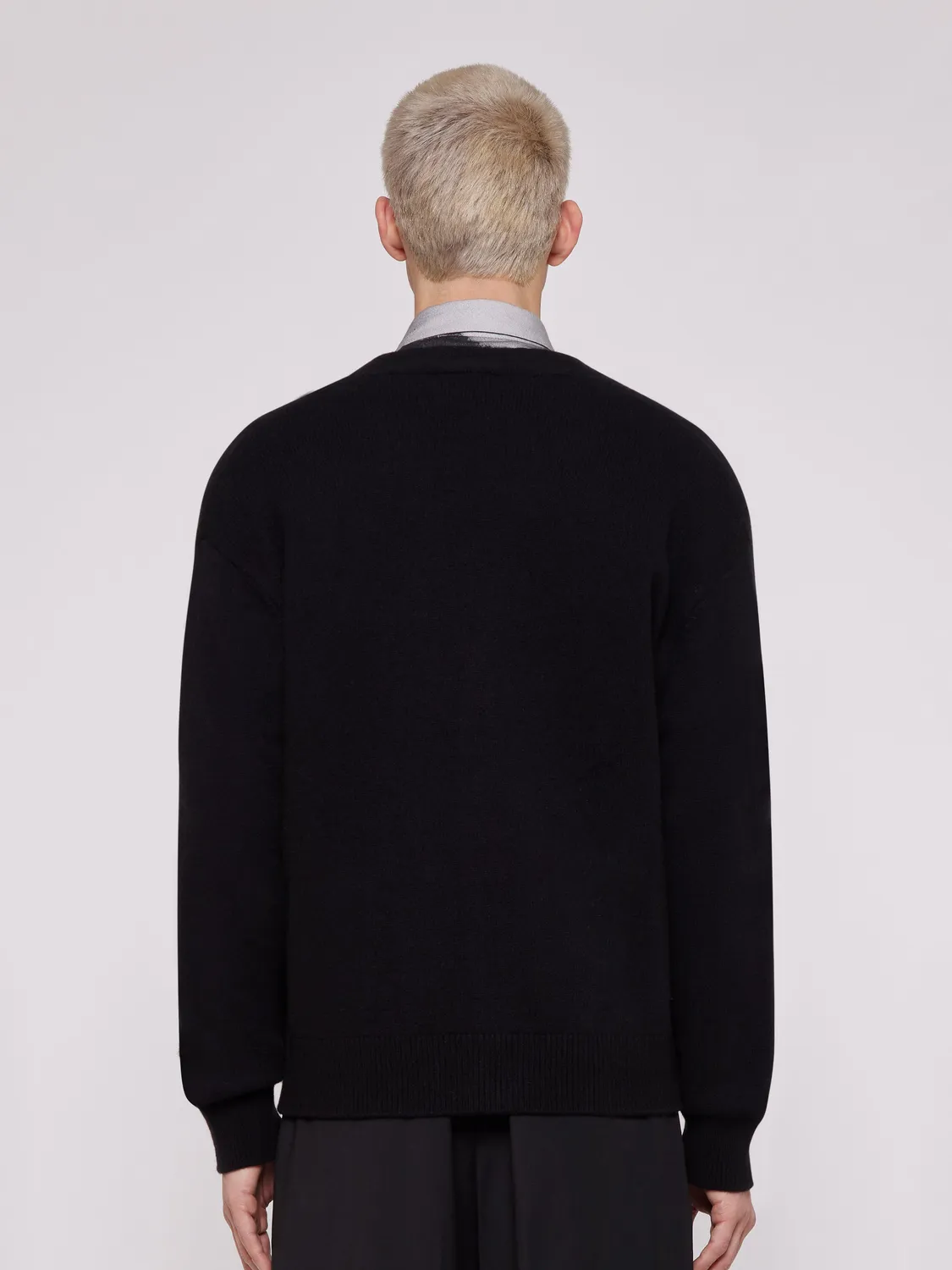 Laneus uld cardigan sort merino herre