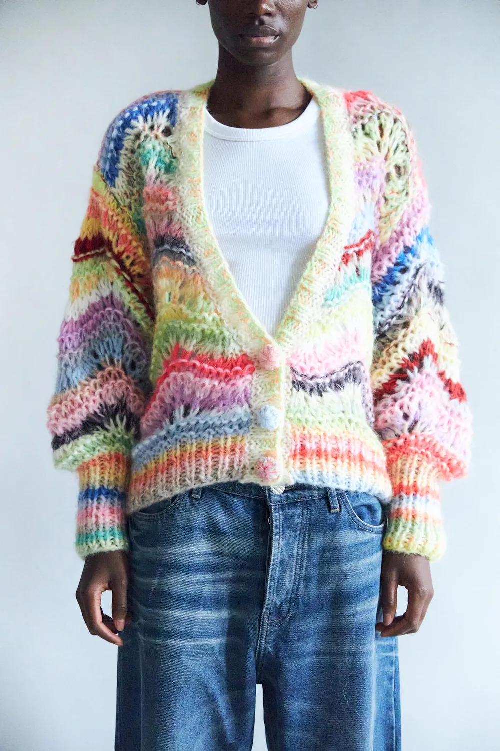 DAWNXDARE Esmeralda DS strikcardigan 900 multi mohair