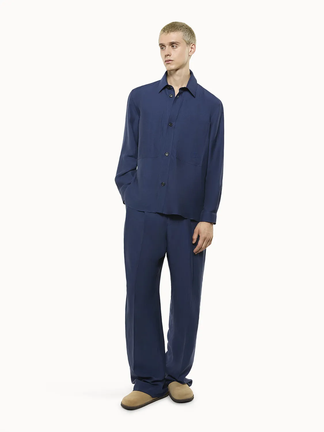 Laneus Cancun overshirt navy viskose hør