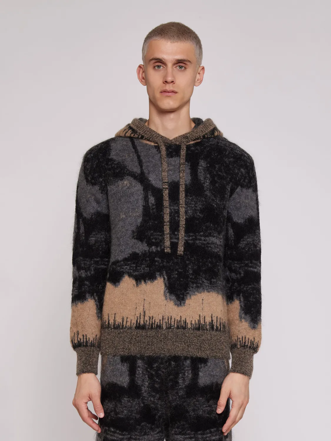 Laneus Brushed Mohair Jacquard hoodie multicolor mohair