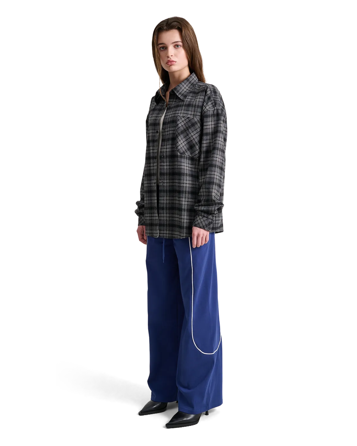 Alis Syril skjorte grey black tartan oversized