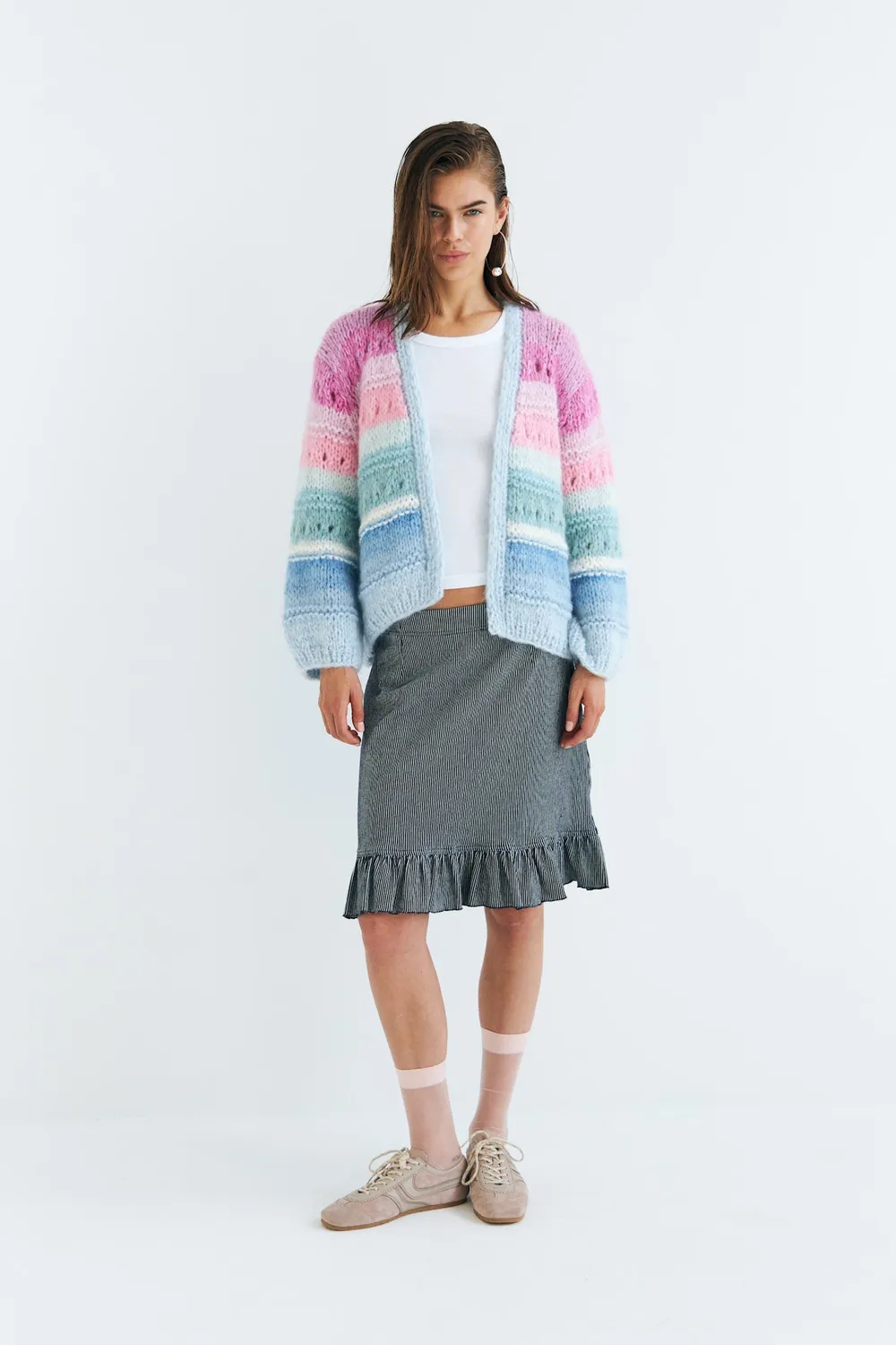 DAWNXDARE EDDA strikcardigan 220 Sky håndstrikket mohair