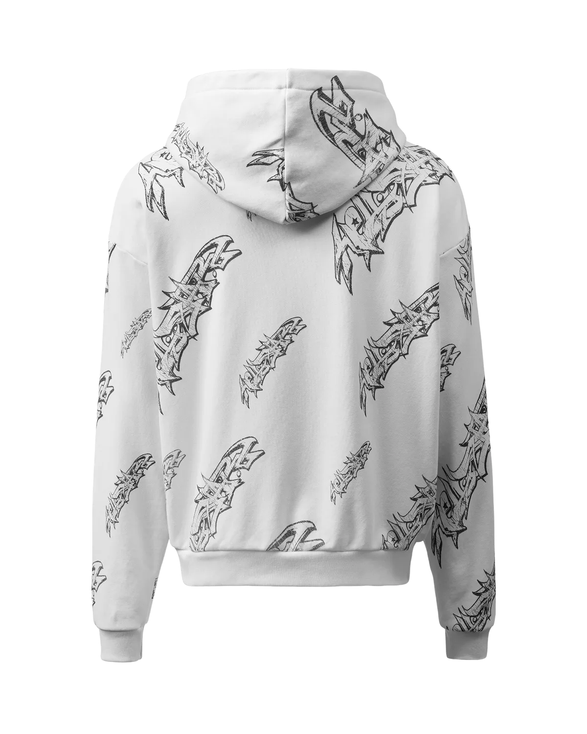 Hellstar Graffiti Zip-Up hoodie hvid fleece oversized