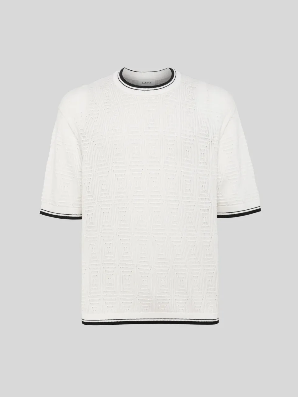 Laneus Perforated Knit T-shirt creme bomuld