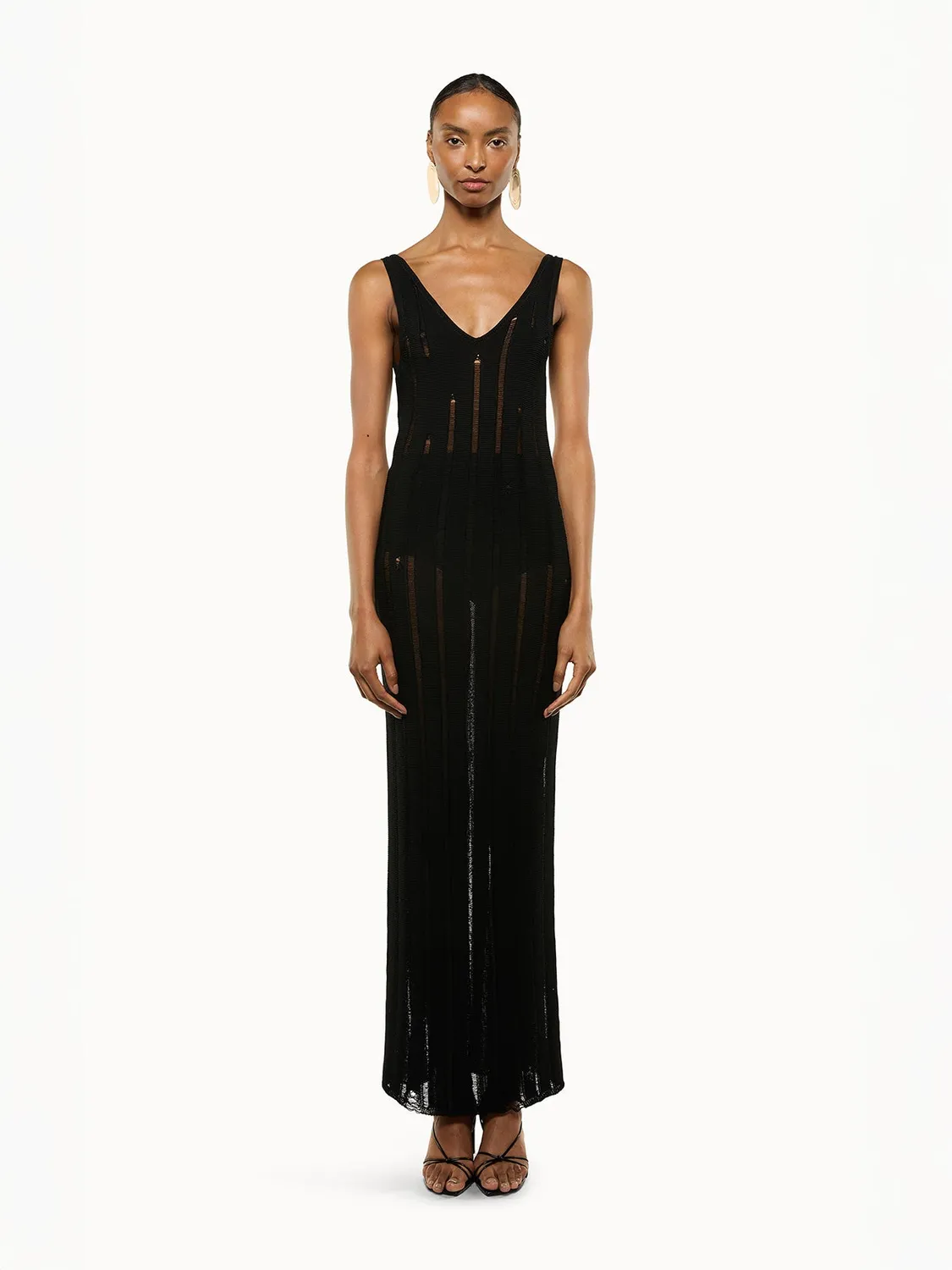 Laneus Destroyed Long Dress maxikjole sort bomuld